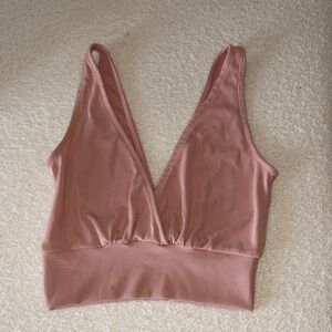 Revamped Deep V-Neck Ribbed Crop Top - Blush